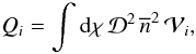 \begin{equation} \QQ_i = \int \dd\chi \, \cD^2 \, \nb^2 \, \cV_i , \label{QQ-1} \end{equation}