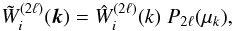 \appendix \setcounter{section}{1} \begin{equation} \tW_i^{(2\ell)}(\vk) = \hW_i^{(2\ell)}(k) \; P_{2\ell}(\mu_k) , \end{equation}