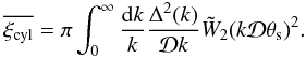 \appendix \setcounter{section}{1} \begin{equation} \xicyl = \pi \int_0^{\infty} \frac{\dd k}{k} \frac{\Delta^2(k)}{\cD k} \tW_2(k\cD\theta_{\rm s})^2 . \label{I-thetas-def} \end{equation}