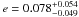 \hbox{$e = 0.078^{+0.054}_{-0.049}$}