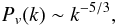 \begin{equation} P_v(k) \sim k^{-5/3}, \end{equation}
