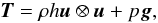 \begin{equation} \boldsymbol{T} = \rho h \boldsymbol{u}\otimes\boldsymbol{u} + p\boldsymbol{g}, \end{equation}