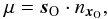 \begin{equation*} \mu={\vec{s}_{\rm O}}\cdot{n_{\vec{x}_{\rm O}}}, \end{equation*}