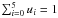 \hbox{$\sum_{i=0}^5 u_i=1$}