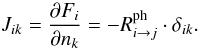 \appendix \setcounter{section}{1} \begin{equation} J_{ik} = \frac{\partial F_i}{\partial n_k} = -R_{i\rightarrow j}^{\rm ph}\cdot \delta_{ik}. \label{c0} \end{equation}