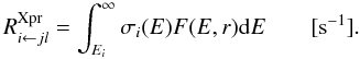 \appendix \setcounter{section}{1} \begin{equation} \rpr = \int_{E_i}^{\infty} \sigma_i(E)F(E,r){\rm d}E \qquad[\rm s^{-1}]. \end{equation}