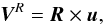 \begin{equation} \label{omegarot} \vec{V}^R = \vec{R}\times\vec{u}, \end{equation}