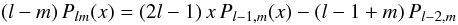 \appendix \setcounter{section}{2} \begin{equation} \label{legendre} (l-m)\,P_{lm}(x) = (2l-1)\,x\,P_{l-1,m}(x) -(l-1+m)\,P_{l-2,m} \end{equation}