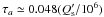 \hbox{$\tau_{a} \simeq 0.048 (Q^{\prime}_{\rm s}/10^{6})$}