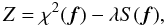 \begin{equation} Z = \chi^{2} ({\vec f}) - \lambda S ({\vec f}), \end{equation}