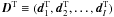 \hbox{$\vec D^{\rm T}\equiv (\vec d_1^{\rm T},\vec d_2^{\rm T},\ldots,\vec d_I^{\rm T})$}