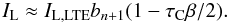 \appendix \setcounter{section}{2} \begin{equation} I_\mathrm{L} \approx I_\mathrm{L,LTE}b_{n+1}(1-\tau_\mathrm{C}\beta/2). \end{equation}
