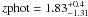 \hbox{$z\mathrm{phot}=1.83^{+ 0.4}_{-1.31}$}