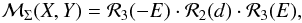 \begin{eqnarray} \mathcal M_\Sigma(X, Y) = \mathcal R_3(-E)\cdot \mathcal R_2(d)\cdot \mathcal R_3(E), \end{eqnarray}