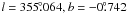 \hbox{$l= 355\fdg 064, b= -0\fdg 742$}