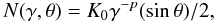 \appendix \setcounter{section}{1} \begin{equation} N(\gamma,\theta)=K_0 \gamma^{-p}(\sin\theta)/2, \end{equation}