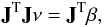 \begin{equation} {\bf J}^{\rm T}{\bf J} {\bf \nu}={\bf J}^{\rm T} \beta, \label{eq:direct} \end{equation}