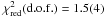 \hbox{$\chi_{\rm red}^2({\rm d.o.f.})=1.5(4)$}