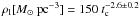 \hbox{$ \rho_{\rm l} [\Msun~{\rm pc}^{-3}] = 150~t_{\rm c}^{-2.6 \pm 0.2}$}