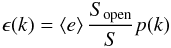 \begin{equation} \label{enspect} \epsilon(k) = \langle e \rangle \, \frac{S_{\rm open}}{S} p(k) \end{equation}