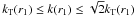 \hbox{$k_{\rm T}(r_1) \le k(r_1) \le \sqrt{2} k_{\rm T}(r_1)$}