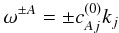 \begin{equation} \label{dispalf} \omega^{\pm A}=\pm c_{Aj}^{(0)} k_j \end{equation}