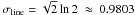 \hbox{$\sigma_{\rm line} = \sqrt{2}\ln{2}~\approx~0.9803$}