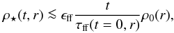 \begin{equation} \rho\st(t,r) \la \eff \frac{t}{\tff(t=0,r)} \rho_0(r), \label{eq:rhostap} \end{equation}