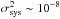 \hbox{$\sigma_{\rm sys}^2\sim10^{-8}$}