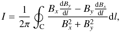 \begin{equation} \label{E-singular} I=\frac{1}{2\pi}\oint_{\rm C}\frac{B_{x}\frac{{\rm d}B_{y}}{{\rm d}l}-B_{y}\frac{{\rm d}B_{x}}{{\rm d}l}}{B_{x}^{2}+B_{y}^{2}}{\rm d}l, \end{equation}