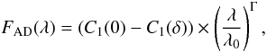 $$ F_{\rm {AD}}(\lambda) = (C_1(0)- C_1(\delta))\times\left(\frac{\lambda}{\lambda_0}\right)^{\Gamma}, $$