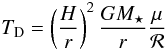 $$ T_{\rm D} = \left( \frac{H}{r} \right)^2 \frac{G M_\star}{r} \frac{\mu}{\cal R} $$