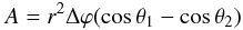\appendix \setcounter{section}{1} \begin{equation} A = r^2 \Delta \varphi (\cos \theta_1 - \cos \theta_2) \end{equation}