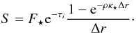 \appendix \setcounter{section}{1} \begin{equation} \label{eqa:stellheat} S = F_\star {\rm e}^{-\tau_i} \frac{1-{\rm e}^{-\rho \kappa_\star \Delta r}}{\Delta r}\cdot \end{equation}
