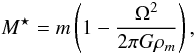 \appendix \setcounter{section}{1} \begin{equation} M^{\star} = m\left(1 - \frac{\Omega^2}{2 \pi G \rho_m} \right), \end{equation}
