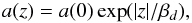 \appendix \setcounter{section}{1} \begin{equation} a(z) = a(0) \exp(|z|/\beta_d), \end{equation}