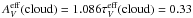 \hbox{$A_{V}^{\rm eff}(\mathrm{cloud})=1.086 \tau_{V}^{\rm eff}(\mathrm{cloud})=0.33$}