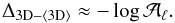 \appendix \setcounter{section}{1} \begin{equation} \Delta_{\rm 3D-\langle{3D}\rangle} \approx -\log \mathcal{A}_\ell . \label{eqn:AA4} \end{equation}