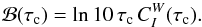 \appendix \setcounter{section}{2} \begin{equation} \mathcal{B}(\tauc) = \ln 10\,\tauc\,C_I^W(\tauc) . \label{eqn:B5} \end{equation}