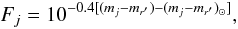 \begin{equation} F_j=10^{-0.4[(m_j-m_{r'})-(m_j-m_{r'})_{\odot}]}, \end{equation}
