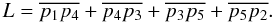 \begin{equation} L = \overline{p_1 p_4} + \overline{p_4 p_3} + \overline{p_3 p_5} + \overline{p_5 p_2}. \label{length} \end{equation}