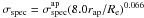\hbox{$\sigma_{\rm{spec}}=\sigma^{\rm{ap}}_{\rm{spec}}(8.0 r_{\rm{ap}}/R_{\rm e})^{0.066}$}