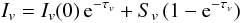 \appendix \setcounter{section}{2} \begin{equation} I_v = I_v(0)\,{\rm e}^{-\tau_v} + S_v\, (1-{\rm e}^{-\tau_v}) \end{equation}
