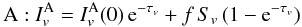 \appendix \setcounter{section}{2} \begin{equation} {\rm A:}\ I_v^{\rm A} = I_v^{\rm A}(0)\,{\rm e}^{-\tau_v} + f\,S_v\, (1-{\rm e}^{-\tau_v}) \end{equation}