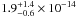 \hbox{$1.9_{-0.6}^{+1.4}\times10^{-14}$}