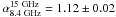 \hbox{$\alpha_{\rm 8.4~GHz}^{\rm 15~GHz}= 1.12 \pm 0.02$}