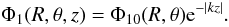 \appendix \setcounter{section}{2} \begin{equation} { \Phi_{1}(R,\theta,z) = \Phi_{10}(R,\theta) {\rm e}^{-|kz|}. } \end{equation}