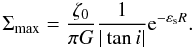 \appendix \setcounter{section}{2} \begin{equation} { \Sigma_{\rm max} = \frac{\zeta_0}{\pi G}\frac{1}{|\tan i|}{\rm e}^{-\varepsilon_{\rm s} R}. } \end{equation}