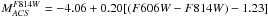 \hbox{$M_{ACS}^{ F814W } = -4.06 + 0.20 [( F606W - F814W ) - 1.23]$}