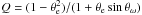\hbox{$Q = (1-\theta_\mathrm{e}^2)/(1+\theta_\mathrm{e} \sin \theta_\mathrm{\omega})$}